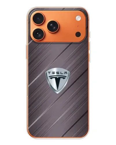 Чехол для iPhone 17 Pro Max с картинкой «Металлическая текстура Tesla»