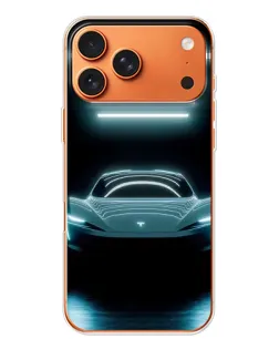 Чехол для iPhone 17 Pro Max с картинкой «Tesla в неоне»