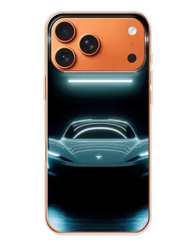 Чехол для iPhone 17 Pro Max с картинкой «Tesla в неоне»