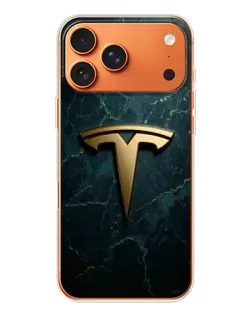 Чехол для iPhone 17 Pro Max с картинкой «Мраморная Tesla Gold»