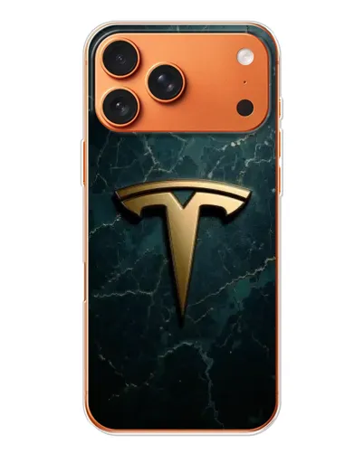 Чехол для iPhone 17 Pro Max с картинкой «Мраморная Tesla Gold»