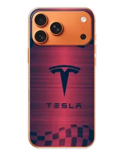 Чехол для iPhone 17 Pro Max с картинкой «Тесла красный карбон»