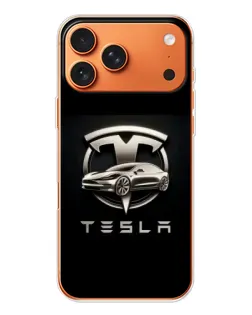 Чехол для iPhone 17 Pro Max с картинкой «Tesla — серебристое авто»