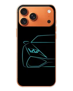 Чехол для iPhone 17 Pro Max с картинкой «Голубой силуэт Lamborghini»