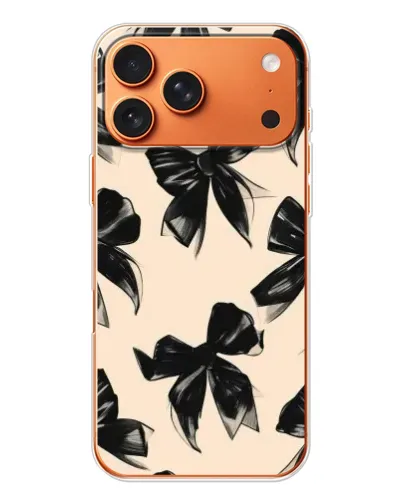 Чехол для iPhone 17 Pro Max с картинкой «Паттерн черные банты»