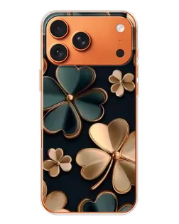 Чехол для iPhone 17 Pro Max с картинкой «Клевер в золоте»