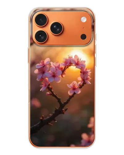 Чехол для iPhone 17 Pro Max с картинкой «Розовый цвет сердце на фоне заката» Чехол для iPhone 17 Pro Max с картинкой «Розовый цвет сердце на фоне заката»