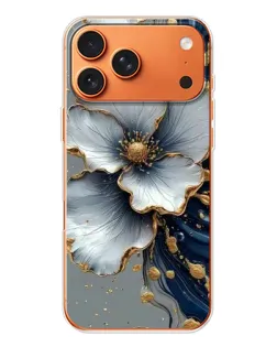 Чехол для iPhone 17 Pro Max с картинкой «Белый цветок и золотой флюид»