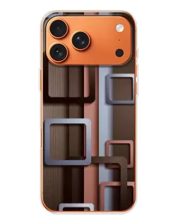 Чехол для iPhone 17 Pro Max с картинкой «Коричневые объемные квадраты»