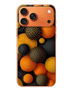 Чехол для iPhone 17 Pro Max с картинкой «Объемные оранжевые сферы»