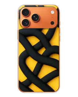 Чехол для iPhone 17 Pro Max с картинкой «Черное желтое переплетение»