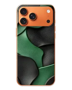 Чехол для iPhone 17 Pro Max с картинкой «Зеленые кожаные волны»