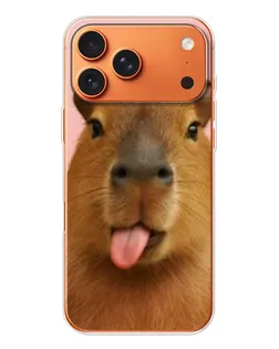 Чехол для iPhone 17 Pro Max с картинкой «Капибара с языком»