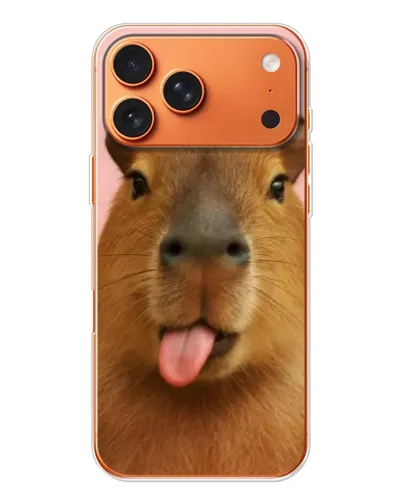 Чехол для iPhone 17 Pro Max с картинкой «Капибара с языком»