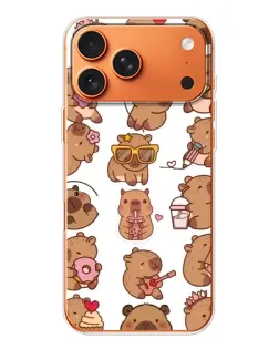 Чехол для iPhone 17 Pro Max с картинкой «Стикерпак с капибарами»