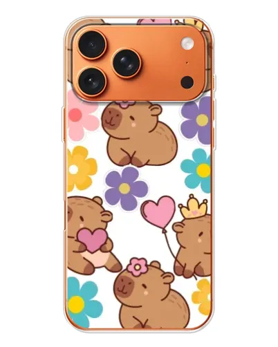 Чехол для iPhone 17 Pro Max с картинкой «Цветочный паттерн капибар»