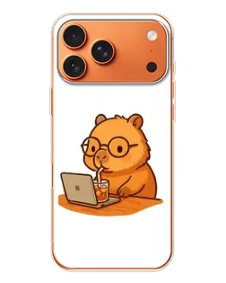 Чехол для iPhone 17 Pro Max с картинкой «Капибара с ноутбуком»