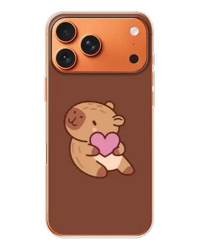 Чехол для iPhone 17 Pro Max с картинкой «Капибара с сердцем»