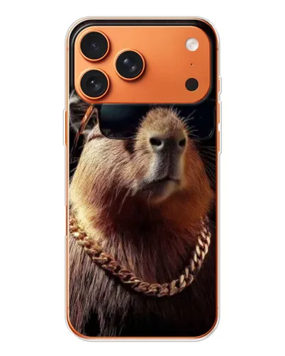 Чехол для iPhone 17 Pro Max с картинкой «Капибара золотая цепь»