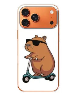 Чехол для iPhone 17 Pro Max с картинкой «Капибара на самокате»