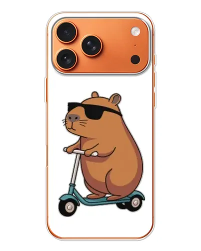 Чехол для iPhone 17 Pro Max с картинкой «Капибара на самокате»