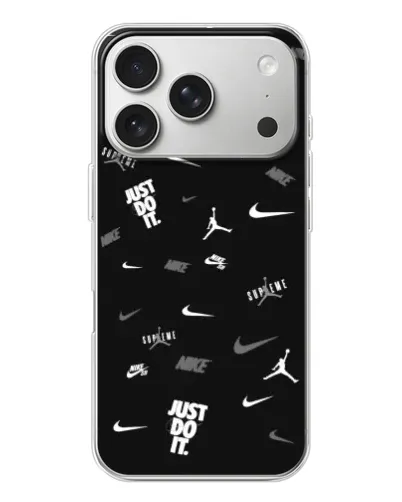 Чехол для iPhone 17 Pro с картинкой «Nike Black Pattern» Чехол для iPhone 17 Pro с картинкой «Nike Black Pattern»