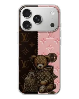 Чехол для iPhone 17 Pro с картинкой «Мишка в стиле LV»