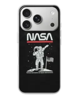 Чехол для iPhone 17 Pro с картинкой «NASA — шагаем по Луне»