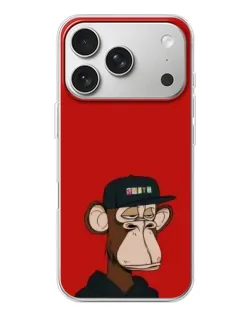 Чохол для iPhone 17 Pro з картинкою «Bored Ape — червоний фон» Чохол для iPhone 17 Pro з картинкою «Bored Ape — червоний фон»