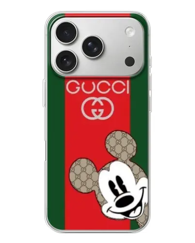 Чехол для iPhone 17 Pro с картинкой «Gucci — полосы и Микки» Чехол для iPhone 17 Pro с картинкой «Gucci — полосы и Микки»