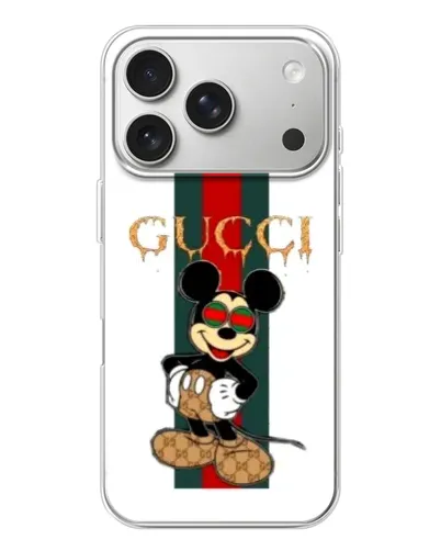 Чехол для iPhone 17 Pro с картинкой «Микки Маус Gucci — полосы» Чехол для iPhone 17 Pro с картинкой «Микки Маус Gucci — полосы»