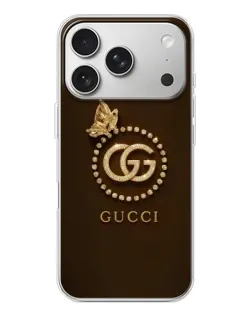 Чехол для iPhone 17 Pro с картинкой «Gucci — золотая бабочка»
