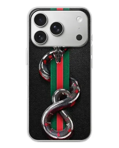 Чехол для iPhone 17 Pro с картинкой «Gucci — змея на полосе» Чехол для iPhone 17 Pro с картинкой «Gucci — змея на полосе»