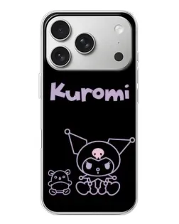 Чехол для iPhone 17 Pro с картинкой «Kuromi — черный минимализм»