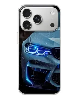 Чохол для iPhone 17 Pro з картинкою «Погляд BMW з синіми фарами»