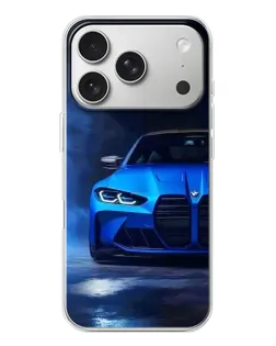 Чехол для iPhone 17 Pro с картинкой «Голубая BMW M4»