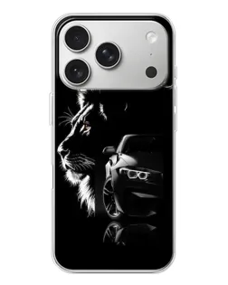 Чехол для iPhone 17 Pro с картинкой «BMW и лев»