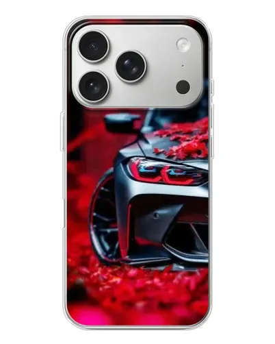 Чехол для iPhone 17 Pro с картинкой «Спортивная BMW и цветы» Чехол для iPhone 17 Pro с картинкой «Спортивная BMW и цветы»