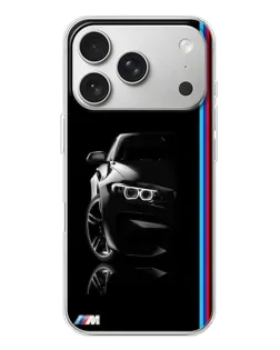 Чехол для iPhone 17 Pro с картинкой «Силуэт BMW в темноте»