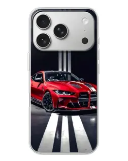Чехол для iPhone 17 Pro с картинкой «Красная BMW на дороге»