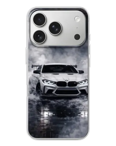 Чехол для iPhone 17 Pro с картинкой «BMW сквозь туман» Чехол для iPhone 17 Pro с картинкой «BMW сквозь туман»
