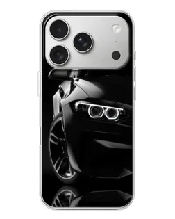 Чехол для iPhone 17 Pro с картинкой «Черная BMW — профиль»