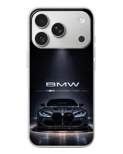 Чехол для iPhone 17 Pro с картинкой «BMW сквозь ночной город»