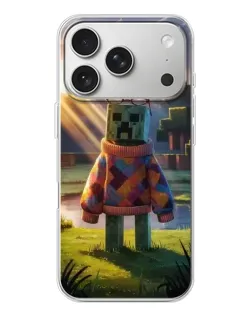 Чехол для iPhone 17 Pro с картинкой «Крипер в свитере»