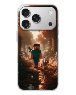 Чехол для iPhone 17 Pro с картинкой «Стив в лесу»