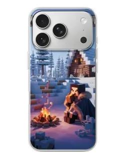 Чехол для iPhone 17 Pro с картинкой «Зимний Minecraft»