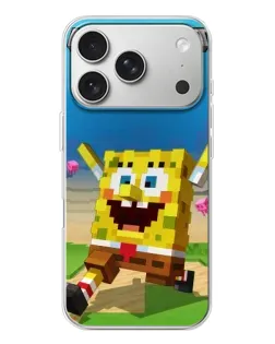 Чехол для iPhone 17 Pro с картинкой «Губка Боб Minecraft»