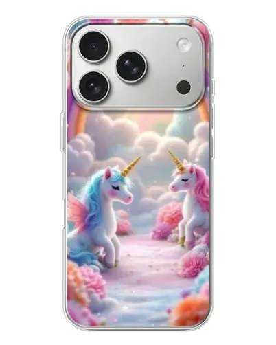 Чехол для iPhone 17 Pro с картинкой «Радуга и единороги» Чехол для iPhone 17 Pro с картинкой «Радуга и единороги»