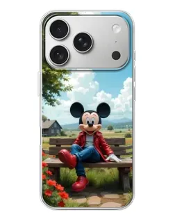 Чехол для iPhone 17 Pro с картинкой «Микки на скамейке»