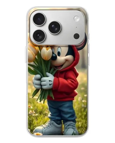 Чехол для iPhone 17 Pro с картинкой «Микки с тюльпанами» Чехол для iPhone 17 Pro с картинкой «Микки с тюльпанами»